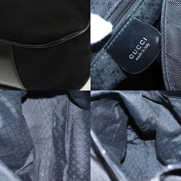 GUCCI Bamboo Hand Bag Nylon Black Silver 001 2058 1577 5 - Picture 11 of 13
